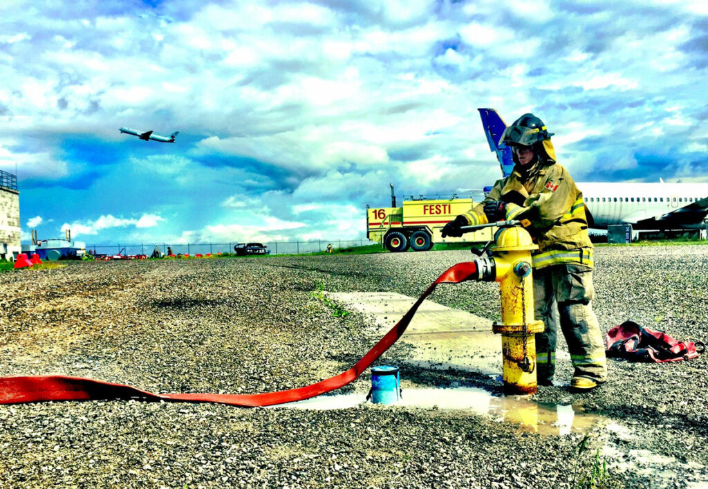 festi firefighter with fire hydrant