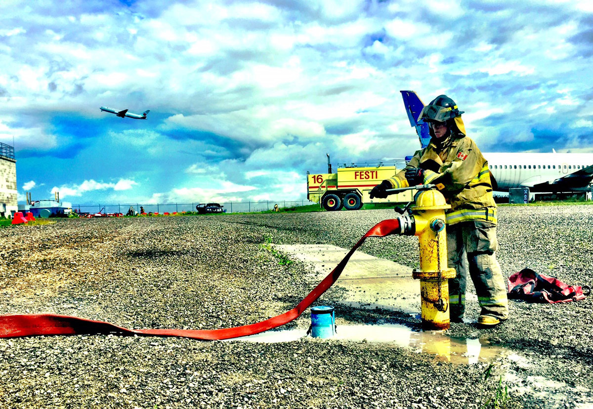 festi firefighter with fire hydrant