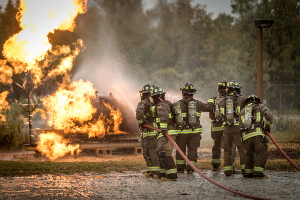 firefighters putting out fire